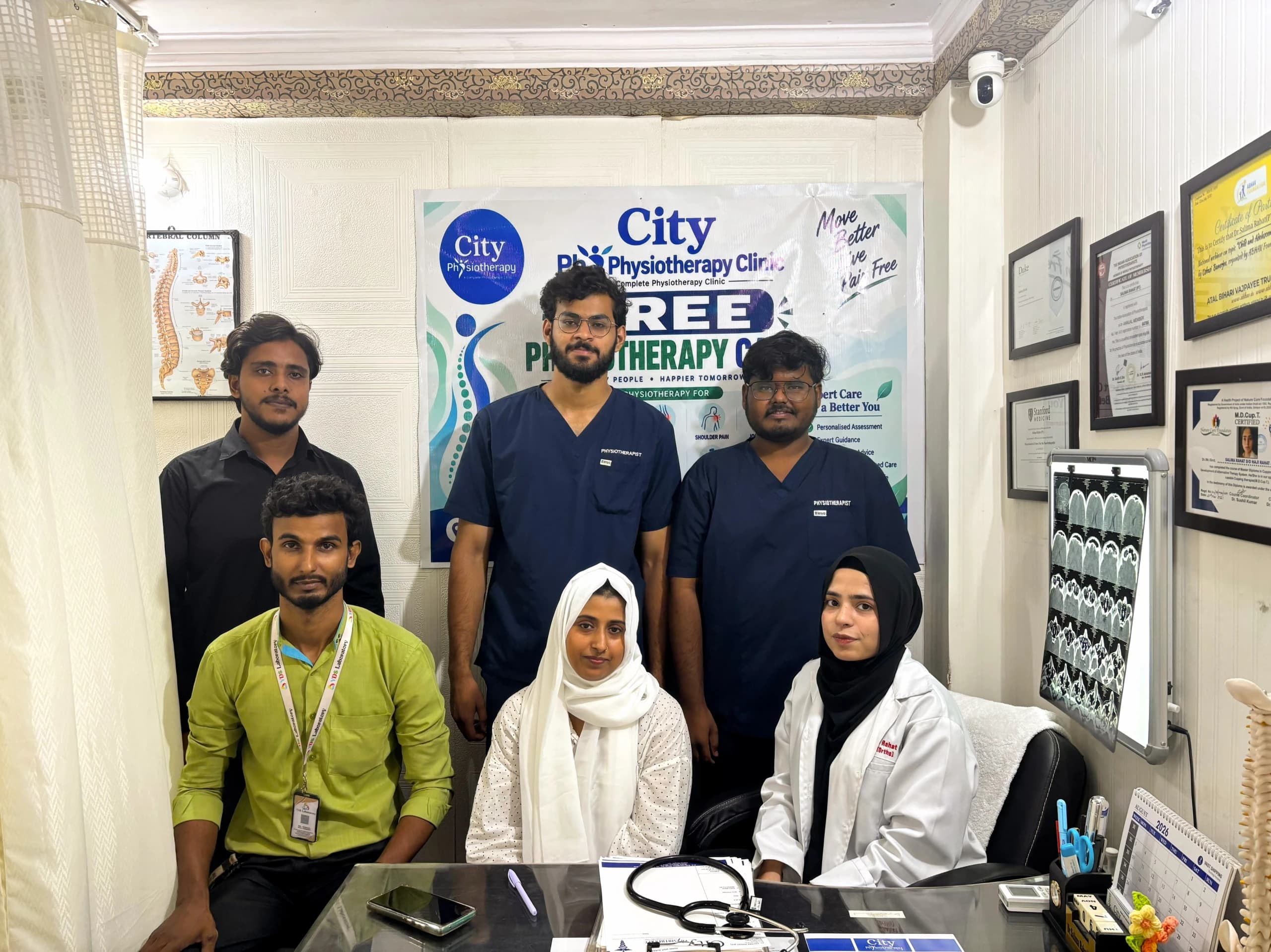 The City Physiotherapy clinic team together at the clinic in Okhla, New Delhi